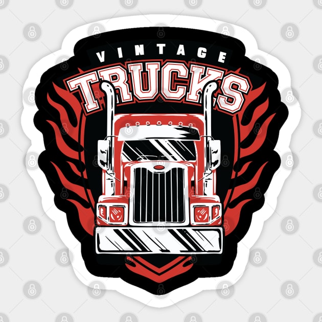 Vintage trucks art, best truck lovers gift Sticker by AbirAbd